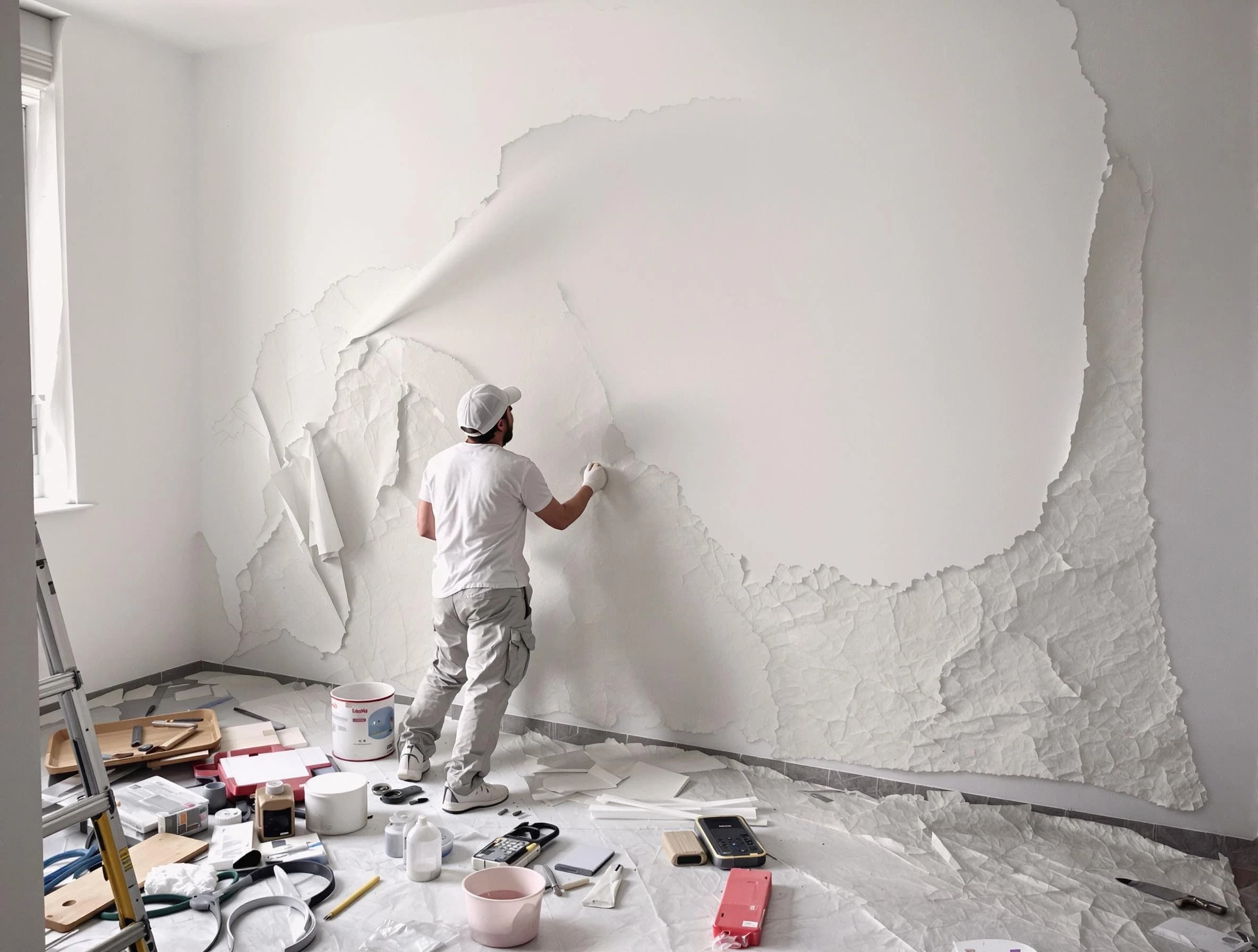 Removing old wallpaper to reveal clean walls by North Olmsted House Painters in North Olmsted