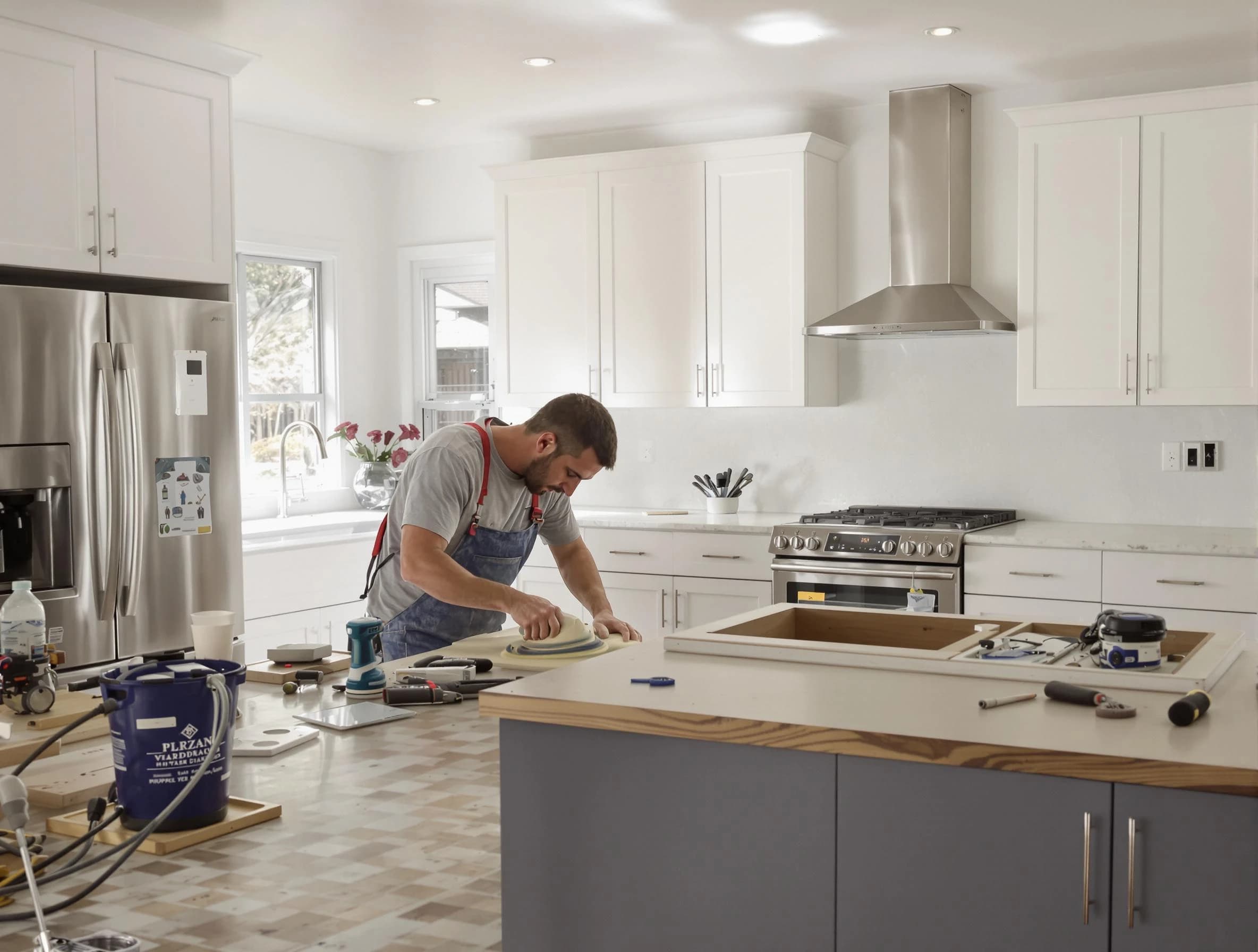 North Olmsted House Painters refinishing kitchen cabinets in North Olmsted, OH